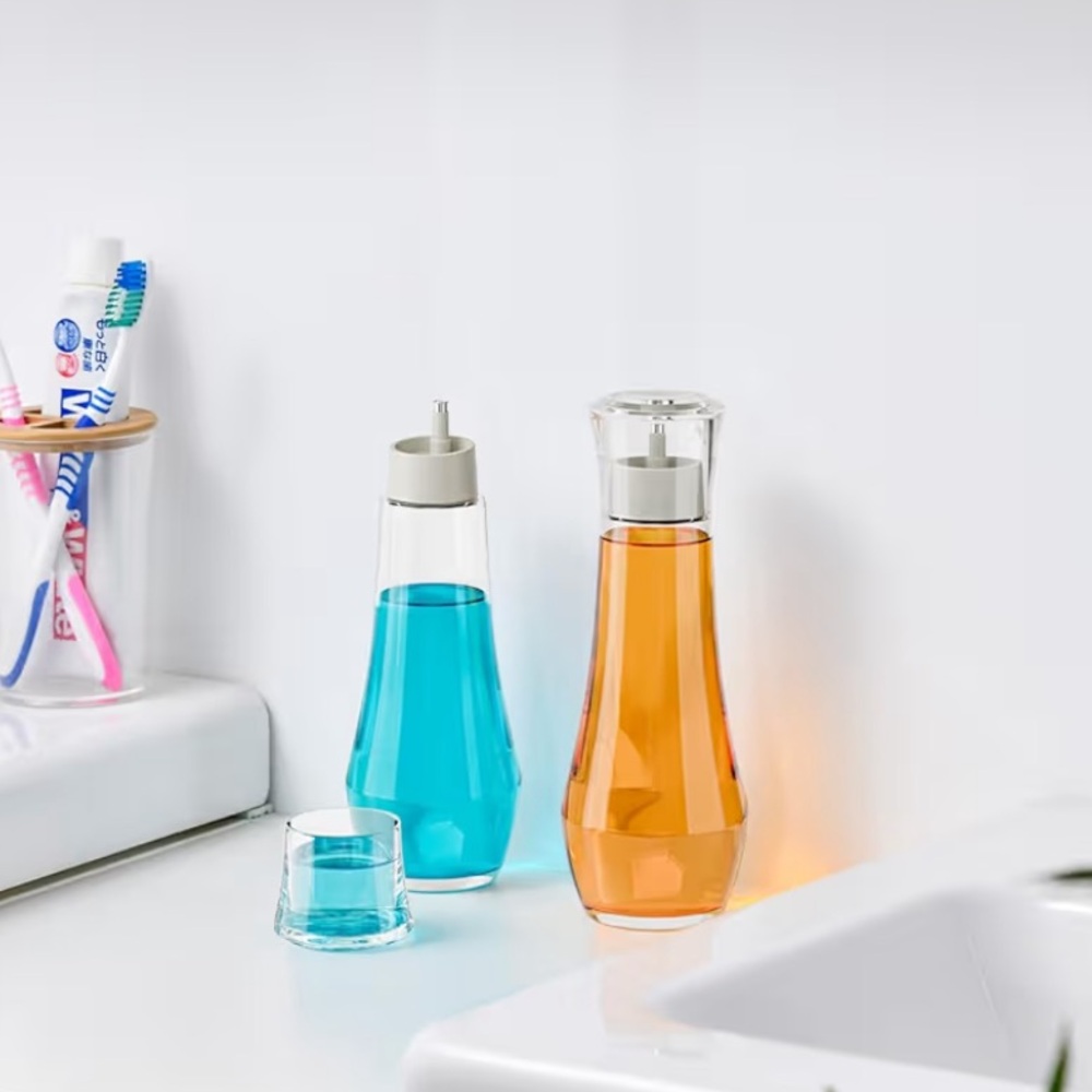 VITVITI Glass Mouthwash Dispenser for Bathroom, 8.80Z
Mouth Wash Bottle with cup